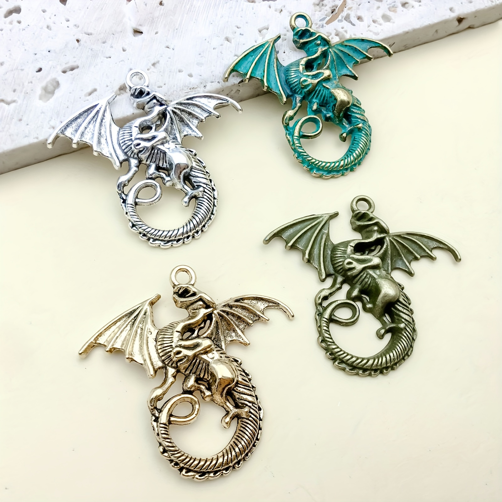 Randomly Mixed Silvery Alloy Dragon Charms Pendants For Diy - Temu