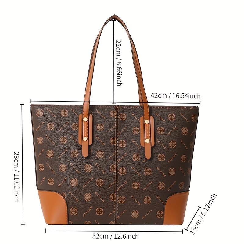 Classic Heart Pattern Tote Bag, Casual Side Zipper Shoulder Bag