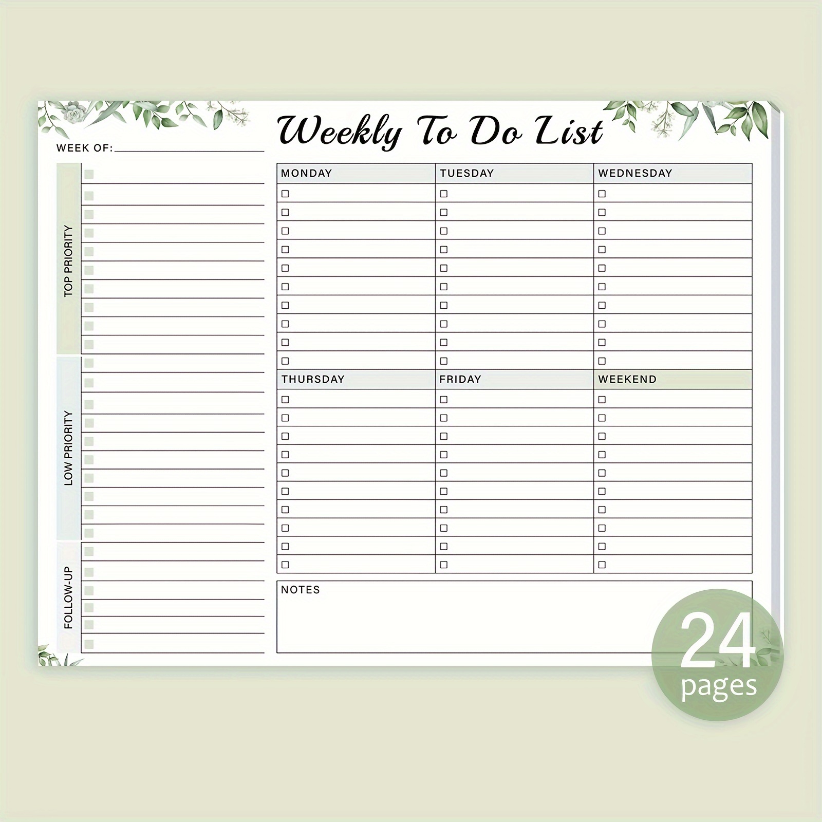 Undated Weekly List Planner Weekly Plan Notebook Teardown - Temu
