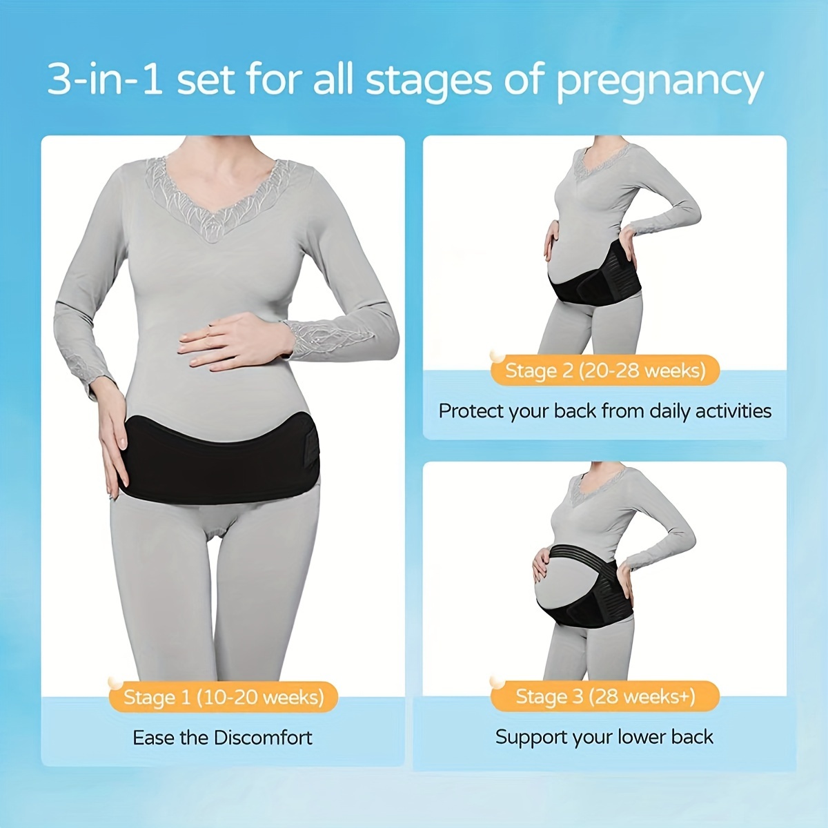 Pregnancy Belly Support Band, 3 In 1 Maternity Belly Band For