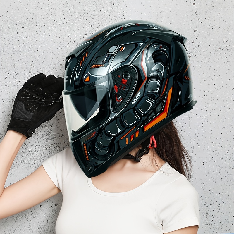 Casco de motocicleta de cara completa con doble visera, protector solar  abatible modular para motocross, aprobado por DOT, casco de moto de  carreras