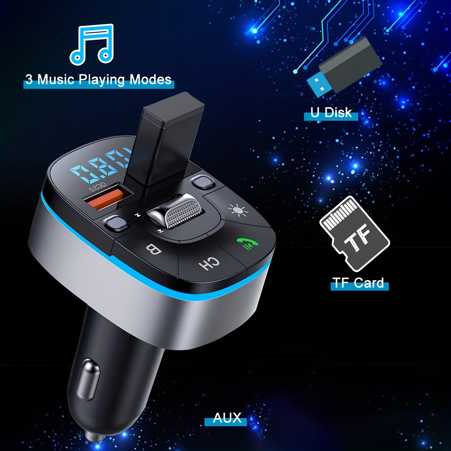 Transmetteur FM Kit mains libres Bluetooth 5.0 pour voiture