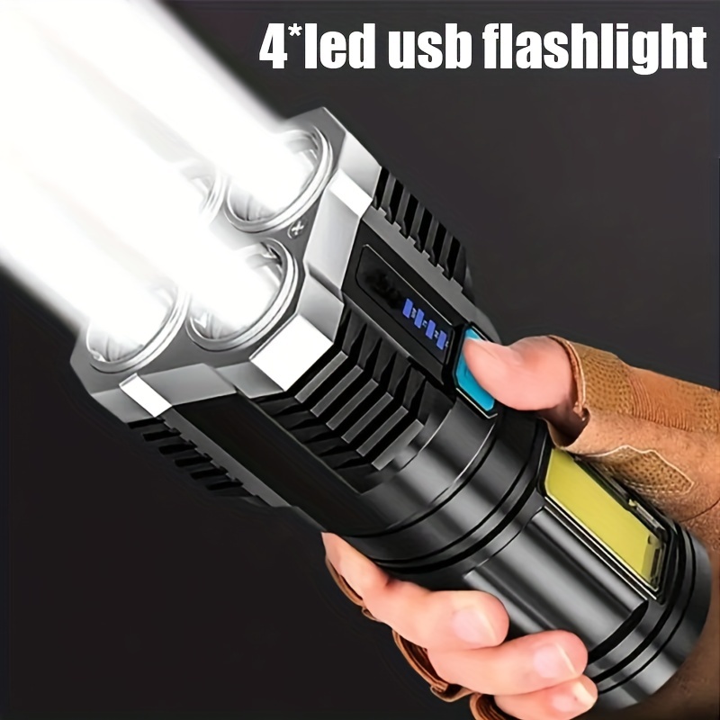 Multipurpose Led Flashlight, 12 Led Beads Usb Rechargeable Torch,  Waterproof Hand Lamp With Cob Light For Camping Hiking Walking Repair Work  Emergency Lighting - Temu