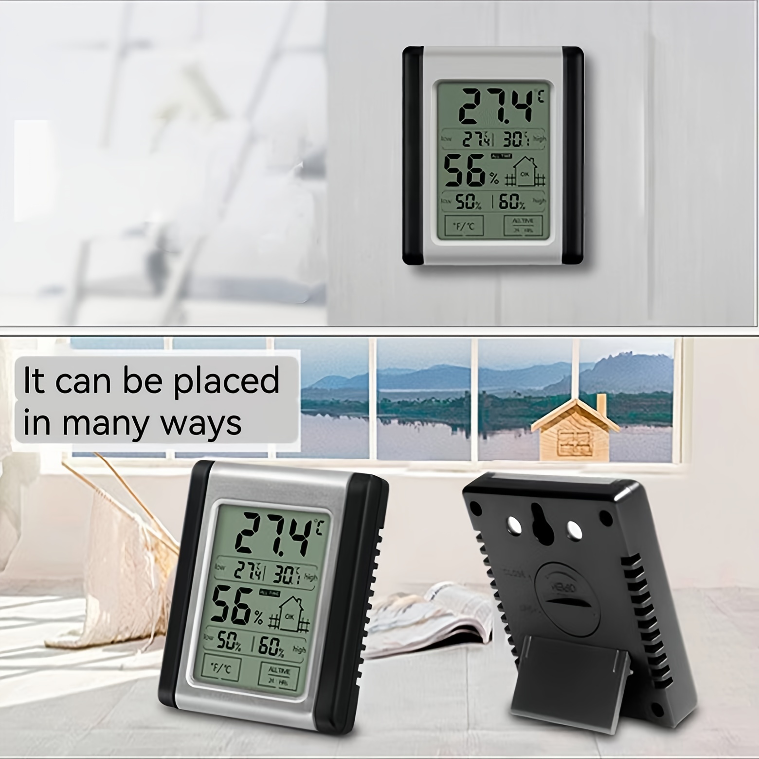 2-Pack Mini Digital Hygrometer Thermometer Gauge, Indoor Outdoor