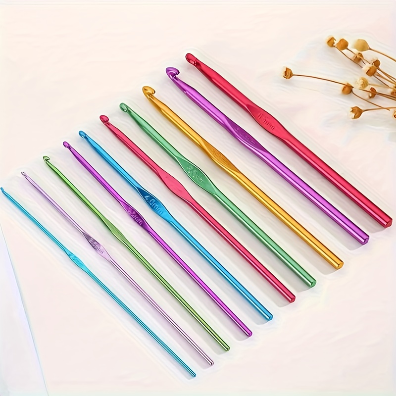 22Pcs Mixed Color Metal Crochet Hooks Set Knitting Needles with Storage  Pouch