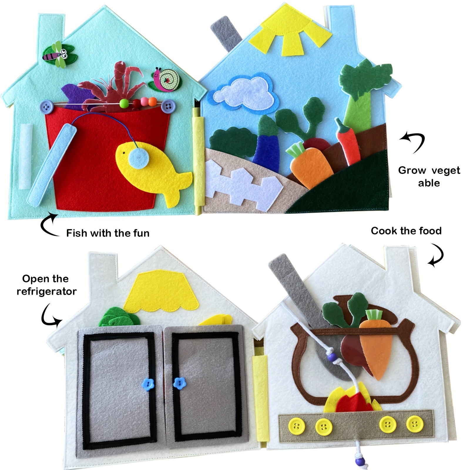  MOVEBO Libro de actividades suaves para niños pequeños – Libro  sensorial silencioso de aprendizaje para niños pequeños de 3 años, libro de  tela Montessori con 8 actividades diarias interactivas, juguete de