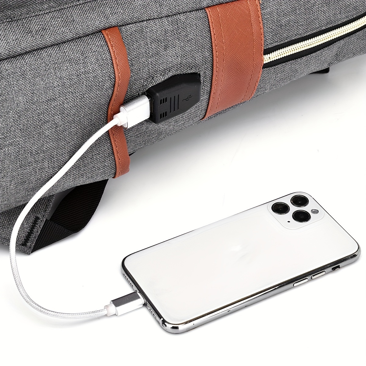 Vintage Nylon Notebook Backpack USB Charging Port Tear Resistant