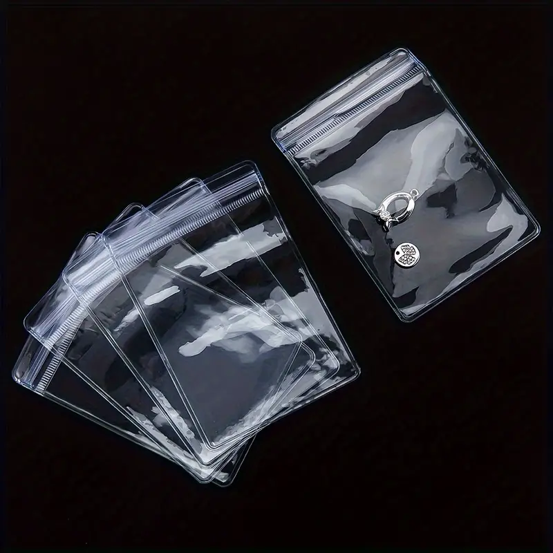 50pcs PVC Self Sealing Plastic Jewelry Zip Lock Bags Thick Clear Ziplock  Earrings Packaging Storage Bags Universal Pouches