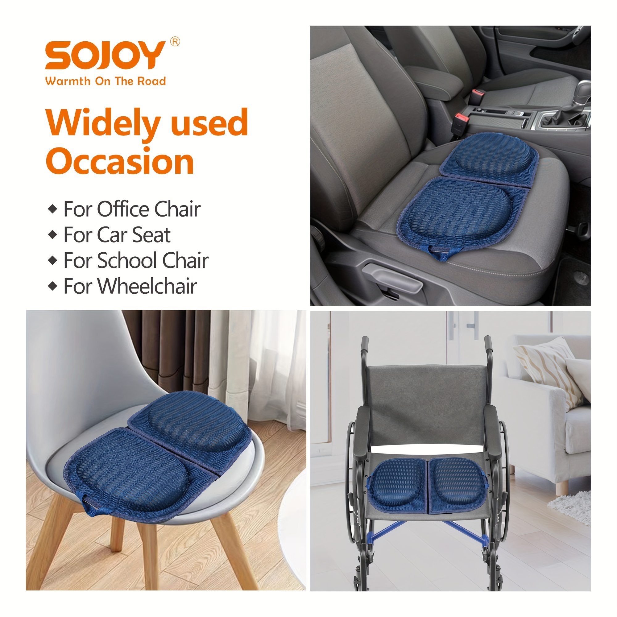 Comfort Gel Seat Cushion - Portable Memory Foam Chair Cushion