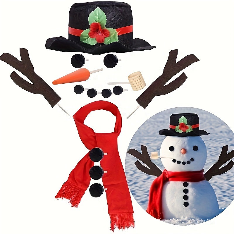 13pcs Snowman Decorating Kit, Snowman Making Kit Winter Party Kids Toys Christmas Holiday Decoration Gift