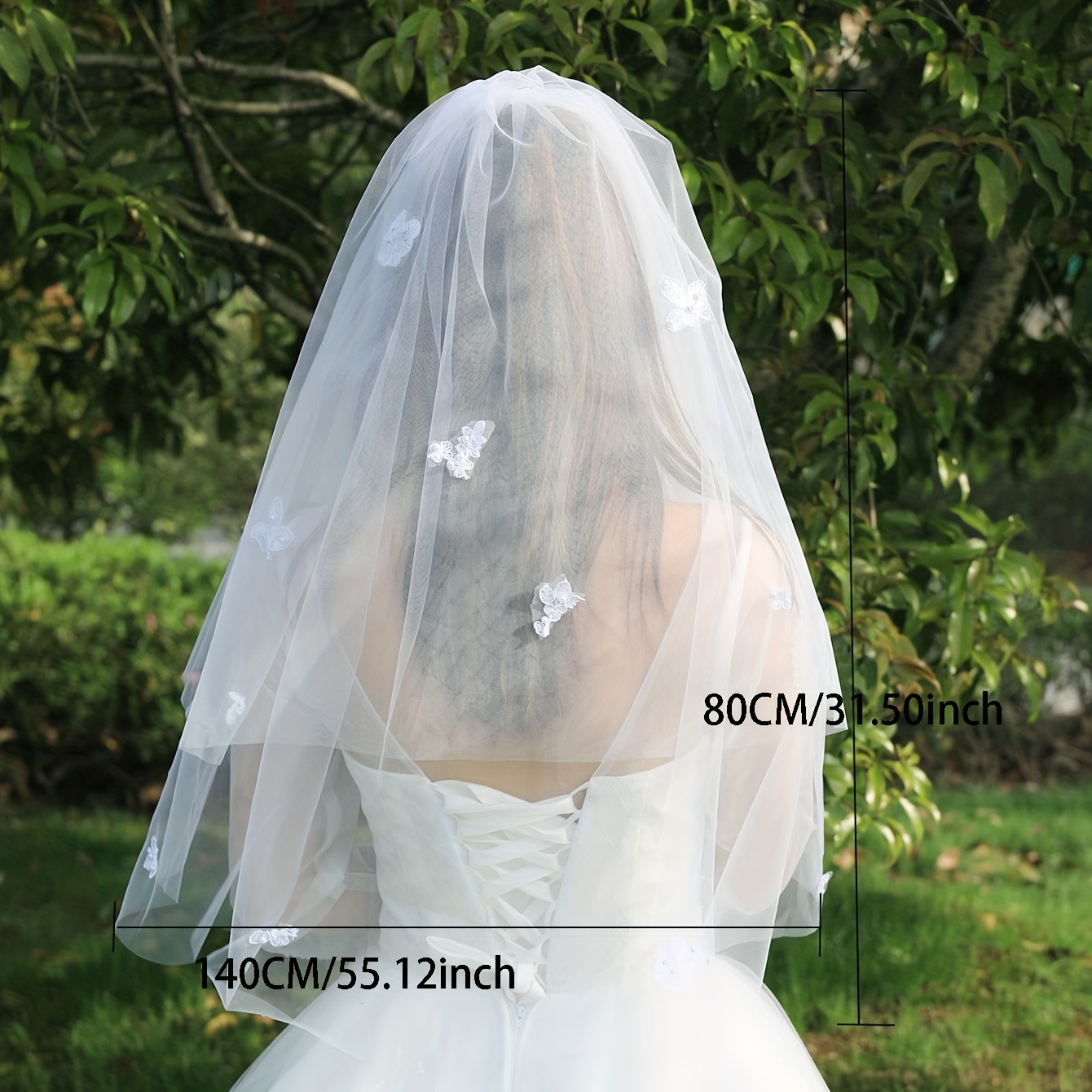 Butterfly Wedding Veil  Ivory Veil Cathedral Length