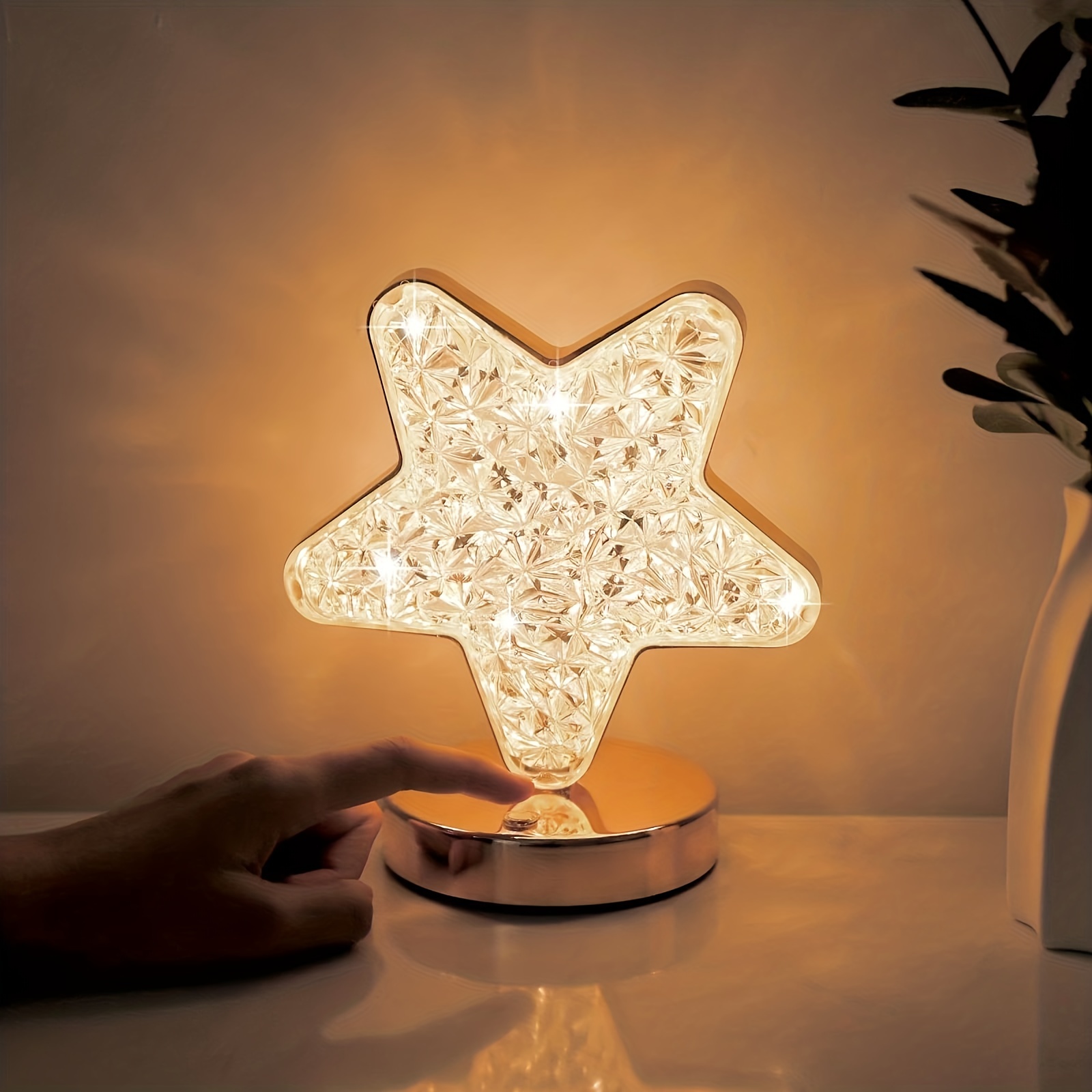 Lampe En Cristal En Forme D'étoile, Lampe Tactile De Chambre À