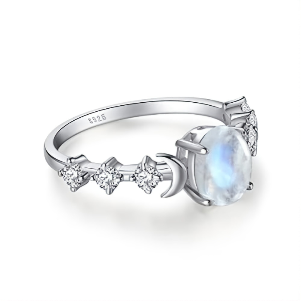 Moonstone Ring Sterling Silver Moon Phase Ring