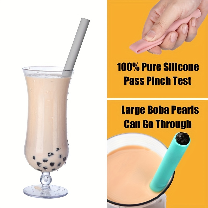 Straws And Brushes Set, Reusable Silicone Straws Including Large Silicone  Boba Straws And Long Smoothie Straws For Tumblers, And Brush And Case, For  Restaurants/cafes - Temu