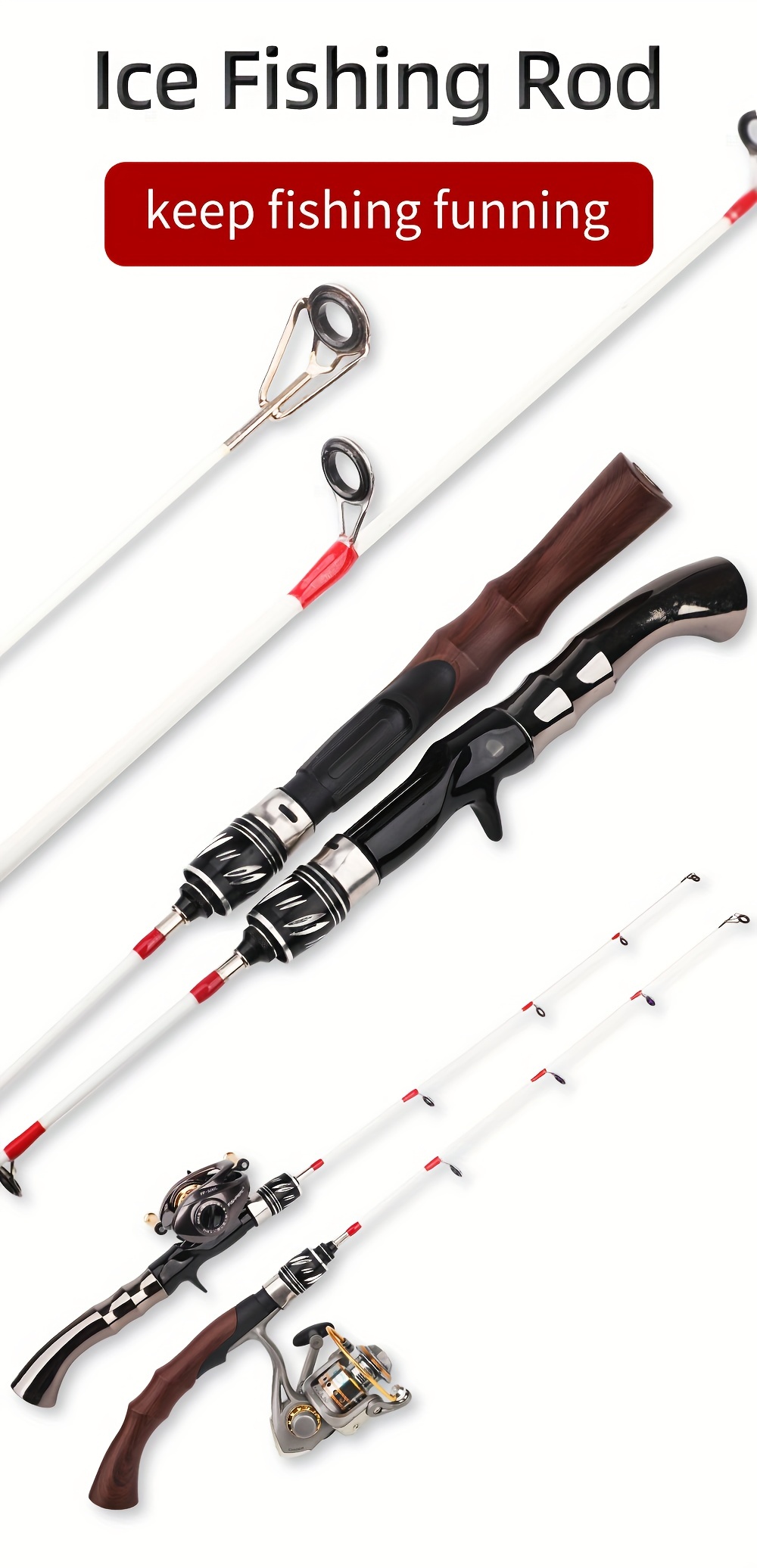 NEW 60cm 2 Tips Rod Reel Combos Winter Ice Fishing Rod Fishing Reel set Rod  Pole Tackle Carbon pole Ice fishing rod with reel