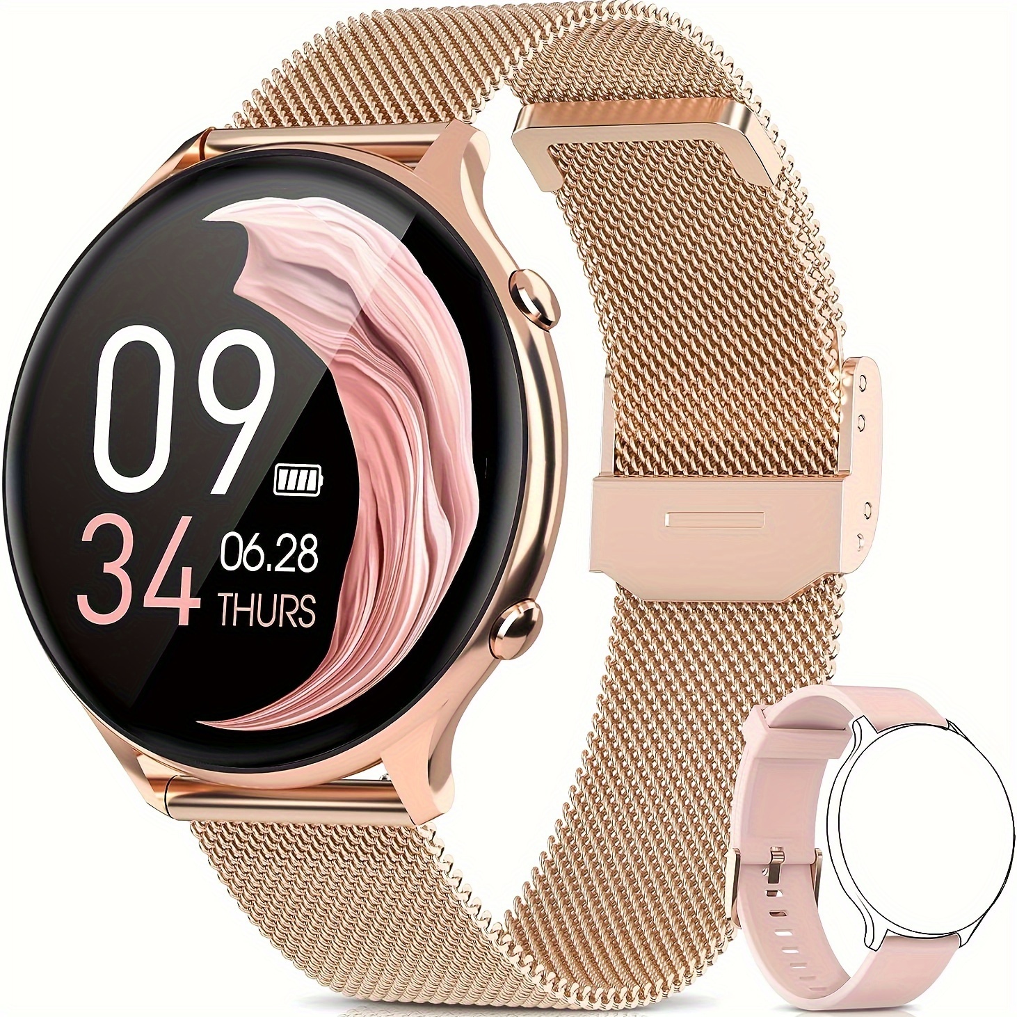 Reloj inteligente para mujer (recepción de llamadas/marcación), rastreador  de actividad física de 1.32 pulgadas, pantalla táctil completa, relojes