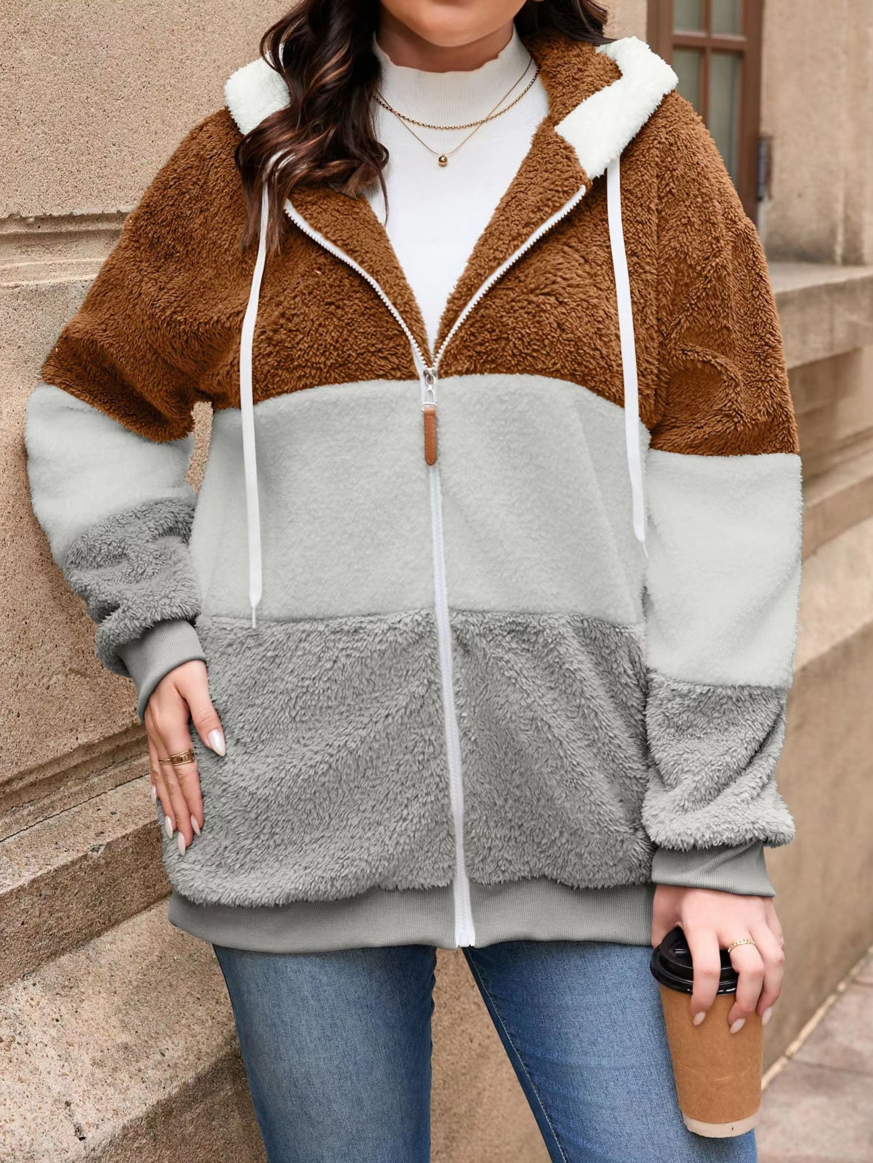 Women Fuzzy Coat / Oversize Hooded Teddy Jacket,Teddy Coat, Winter