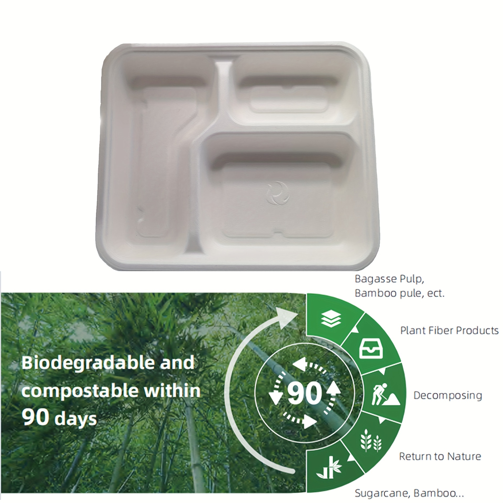 Recyclable Disposable Divided Plastic Plates With 25 Oz Paper Salad Bowls