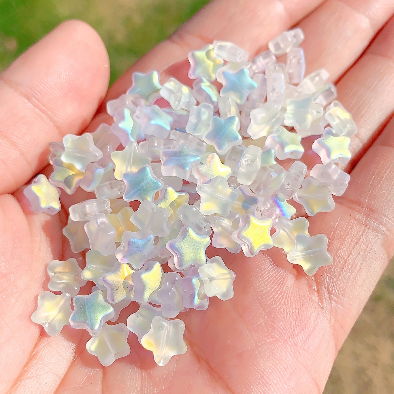 Transparent Star Beads - 14mm Colorful Transparent Star Acrylic or Res
