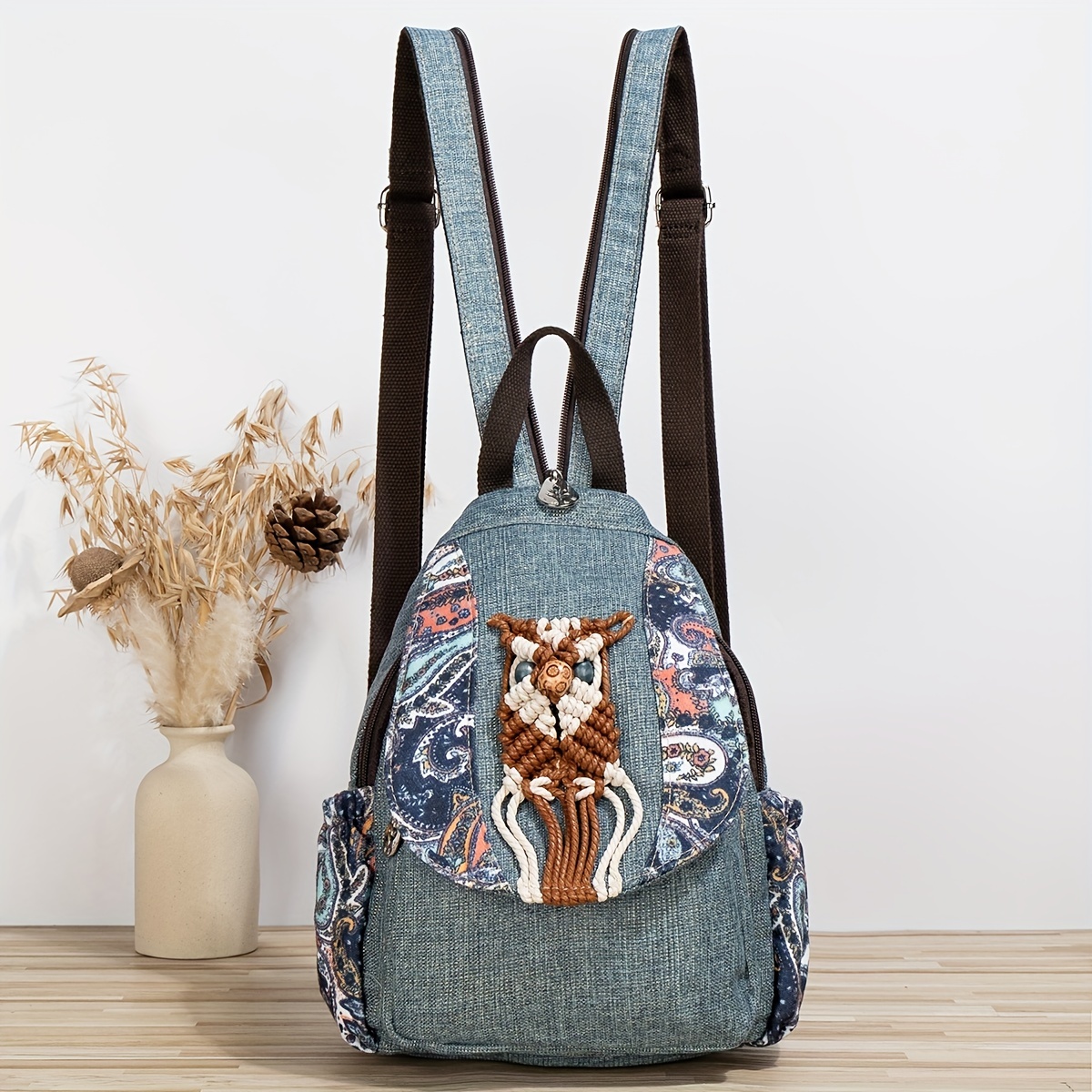  Women sling bag Elephant canvas large boho backpacks bohemian  Crossbody bag (Black) : Clothing, Shoes & Jewelry