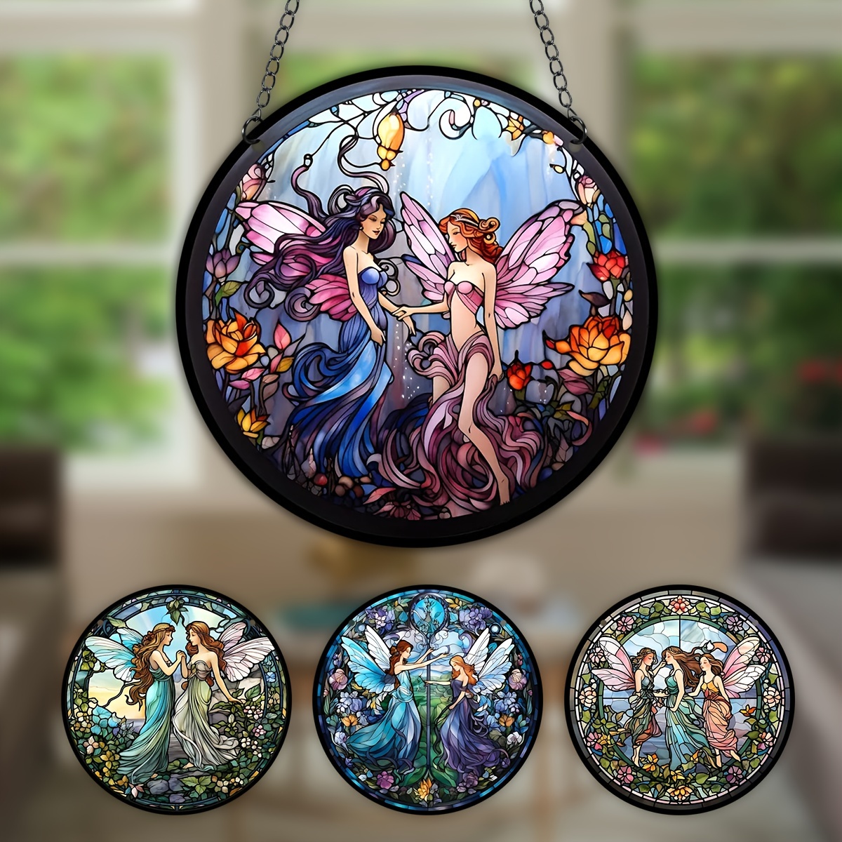 Fairy Stained Window Hanging fairy Decor Suncatcher For - Temu