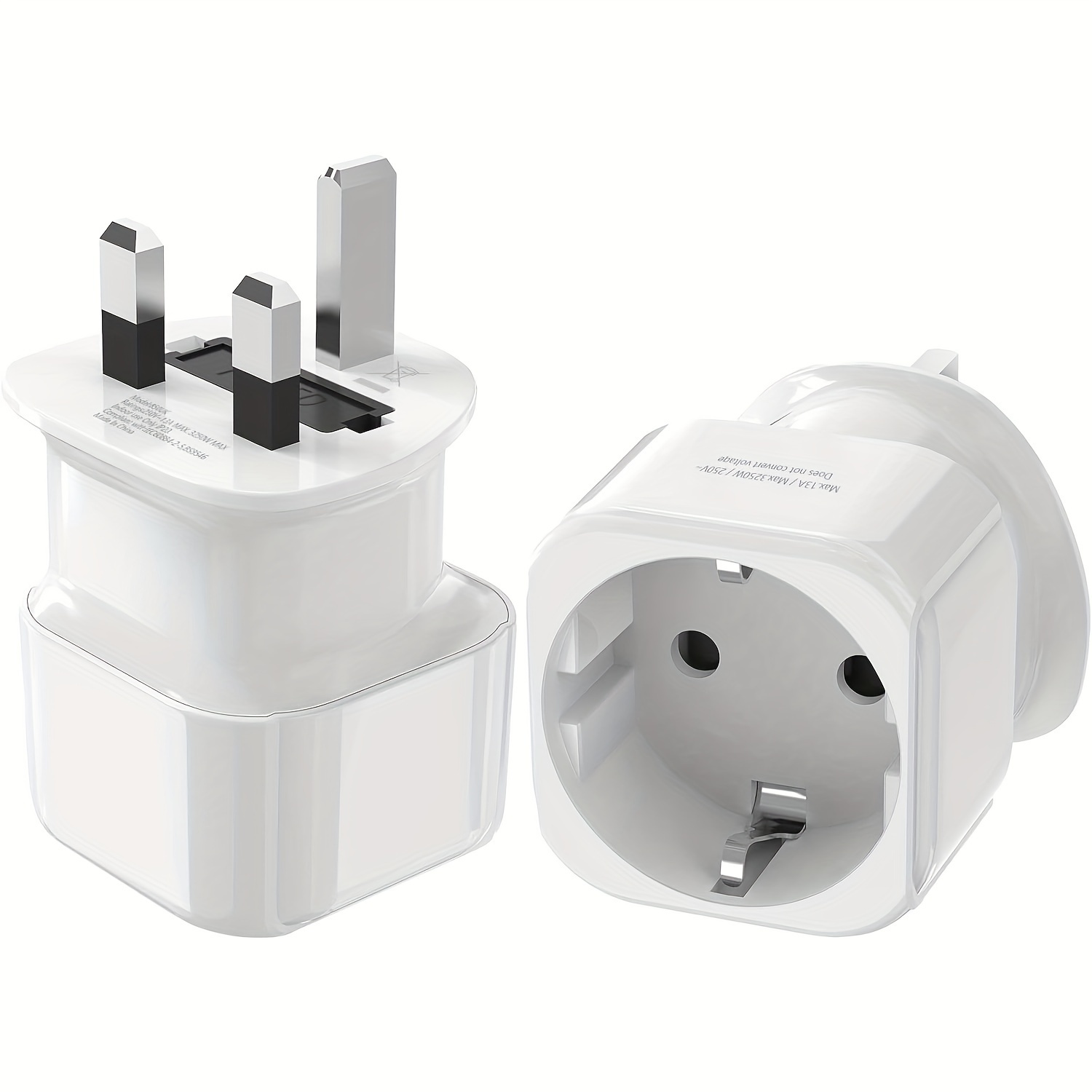 2 Pack European to US Plug Adapter,UK to US Plug Adapter, Universal to US  Travel Plug Adapter, Suitable for EU/UK/AU/CN/JP/Italy/Israel Plug Adapter