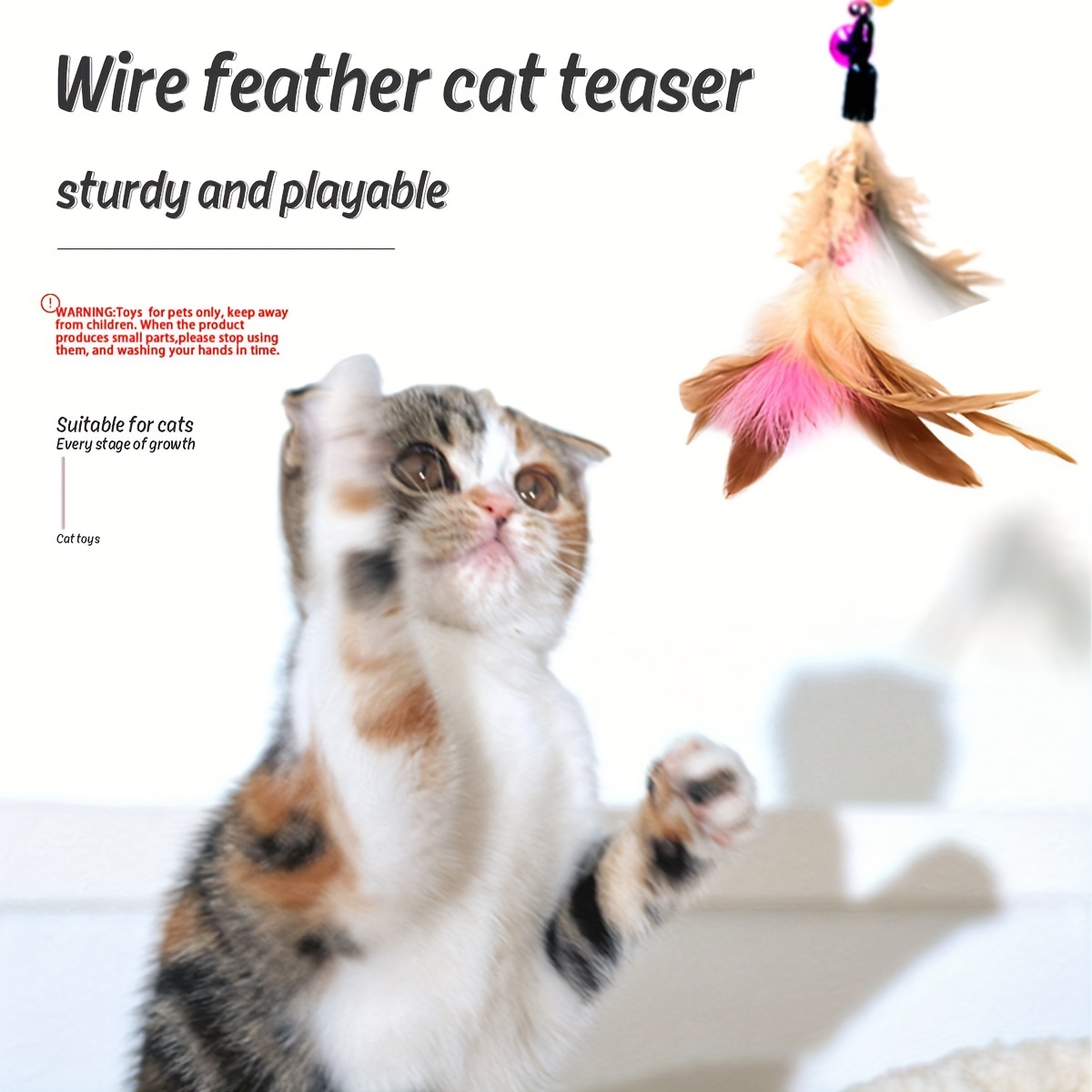 Cat Fishing Pole, Cat Feather Toy, Cat Teaser Wand, Cat String Toy, Cat  Wand Toys For Indoor Cats