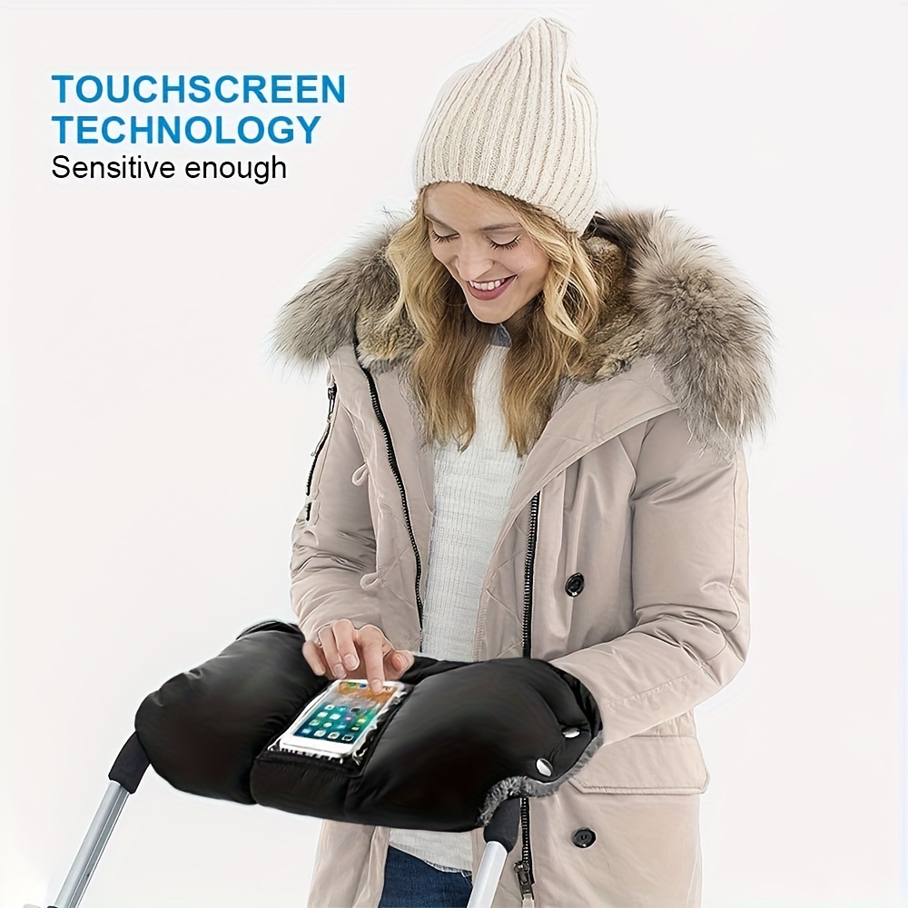 Gants Chauds Pour Poussette Avec Couverture Pour Téléphone, Gants De  Protection En Velours D'hiver Imperméables