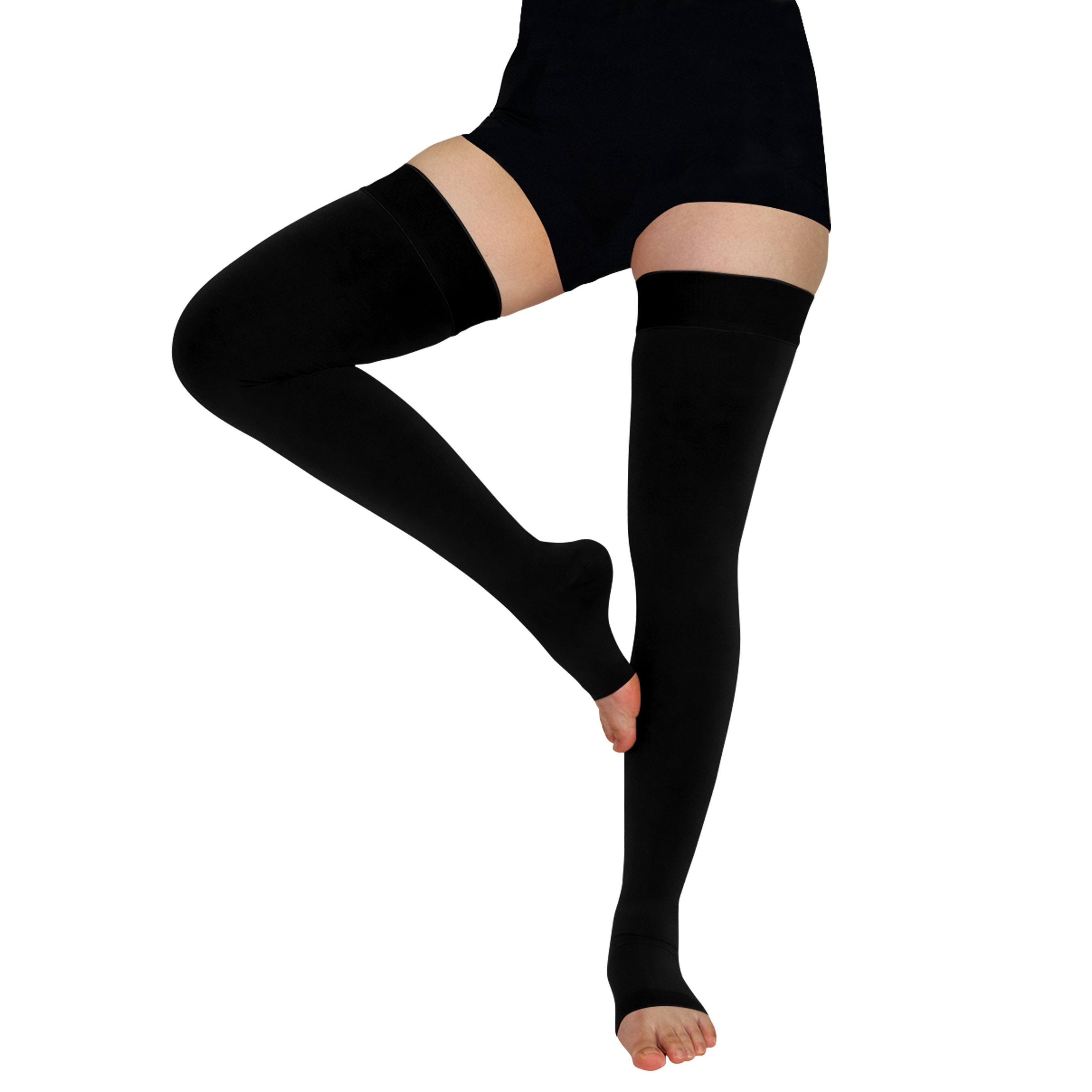  Beister 1 Pair Medical Open Toe Thigh High Compression  Stockings with Silicone Band for Women & Men, Firm 20-30 mmHg Graduated  Support for Varicose Veins, Edema, Flight. : Health & Household