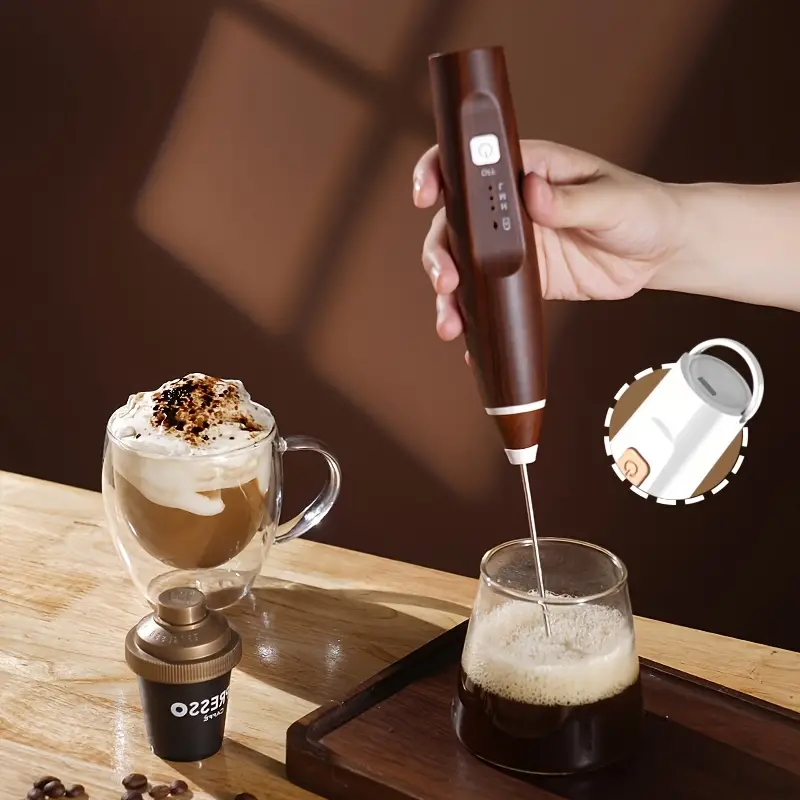 Ludlz Milk Frother Handheld, USB Rechargeable 3 Speeds Mini Electric Milk Foam Maker Blender Mixer for Coffee, Latte, Cappuccino, Hot Chocolate, Egg