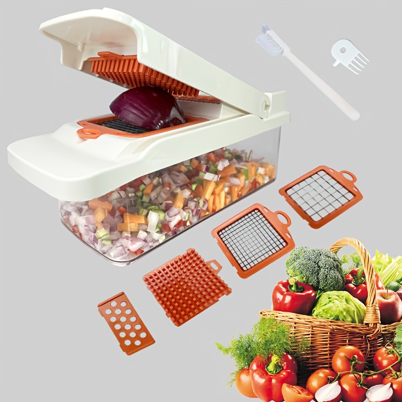  Vegetable chopper with Container, Onion Cutter, Multifuctional  15 in 1 Food Chopper, Chopper Vegetable cutter, Veggie Chopper With 10  Blades, Salad Chopper, Good Helper in Kitchen, White: Home & Kitchen