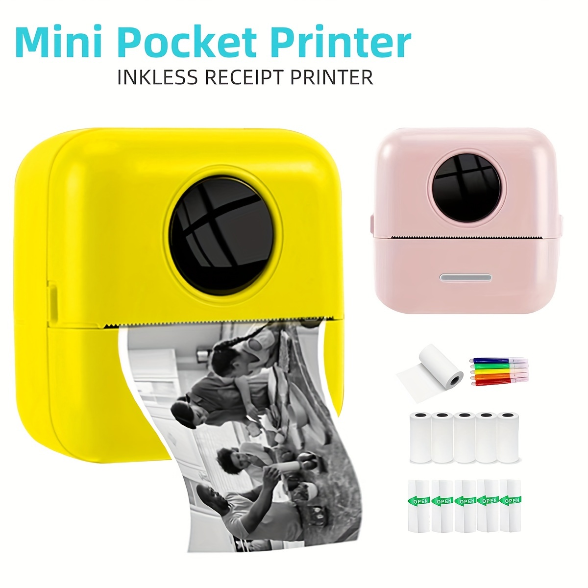 Mini impresora térmica Impresora térmica Impresora de pegatinas directa  Bluetooth Mini impresora Máxima confiabilidad Jadeshay A