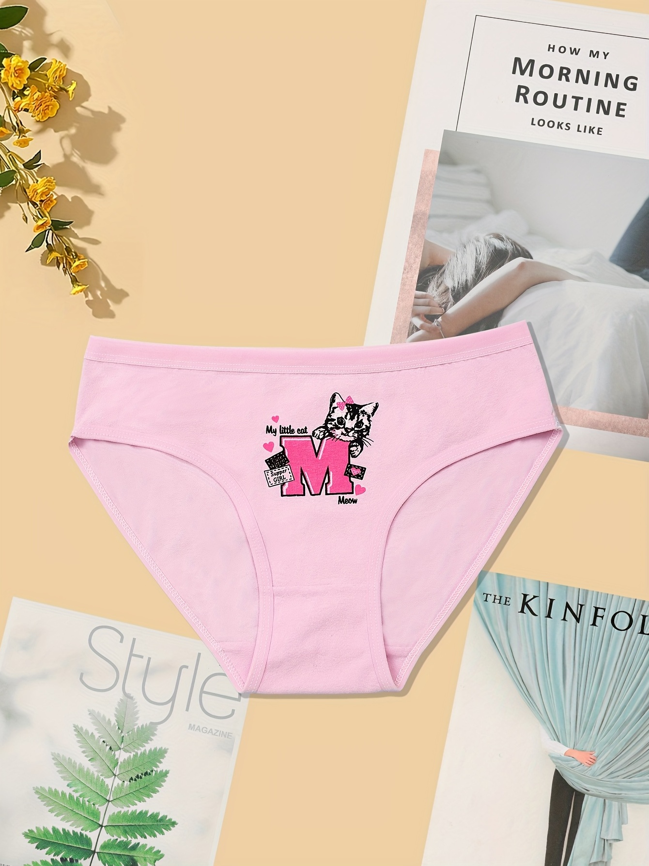 Fashion Young Girls Underwear Women Panties Cute Cat Print