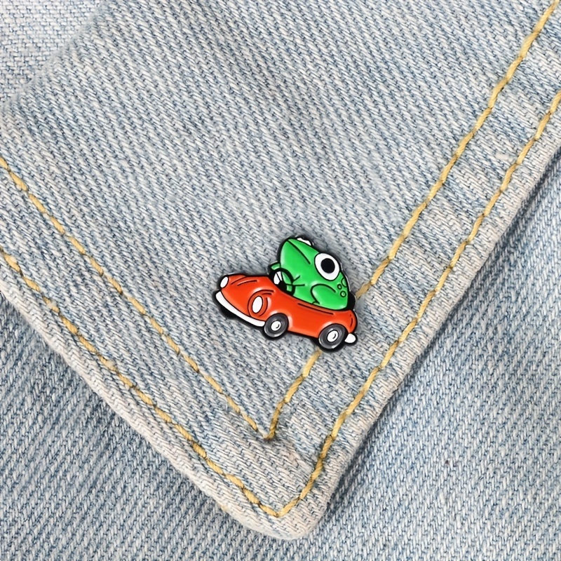 Temu 1pc Cute Funny Frog Brooch Gesture Animal Enamel Pin Denim Lapel Bag Pin Anime Froggy Metal Badge Artificial Jewelry, Jewels Gift for Gift, Free