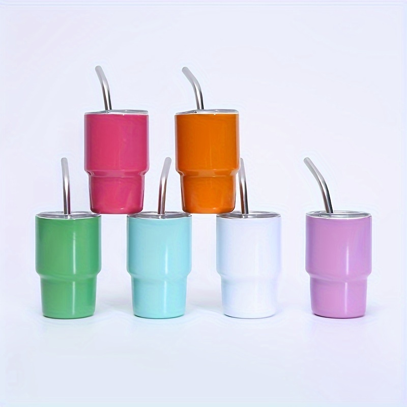 Mini Tumblers With Lid And Straw, Stainless Steel Water Bottles, Water Cups,  Summer Winter Drinkware, For Restaurant, Home Use - Temu