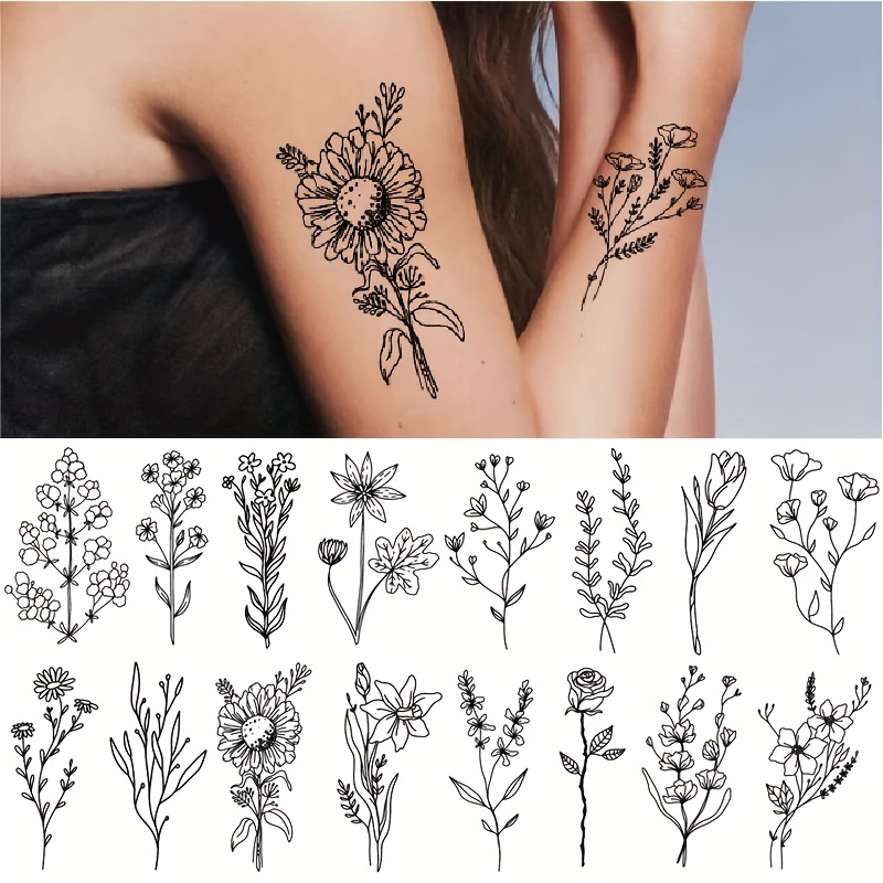 small black flower tattoos
