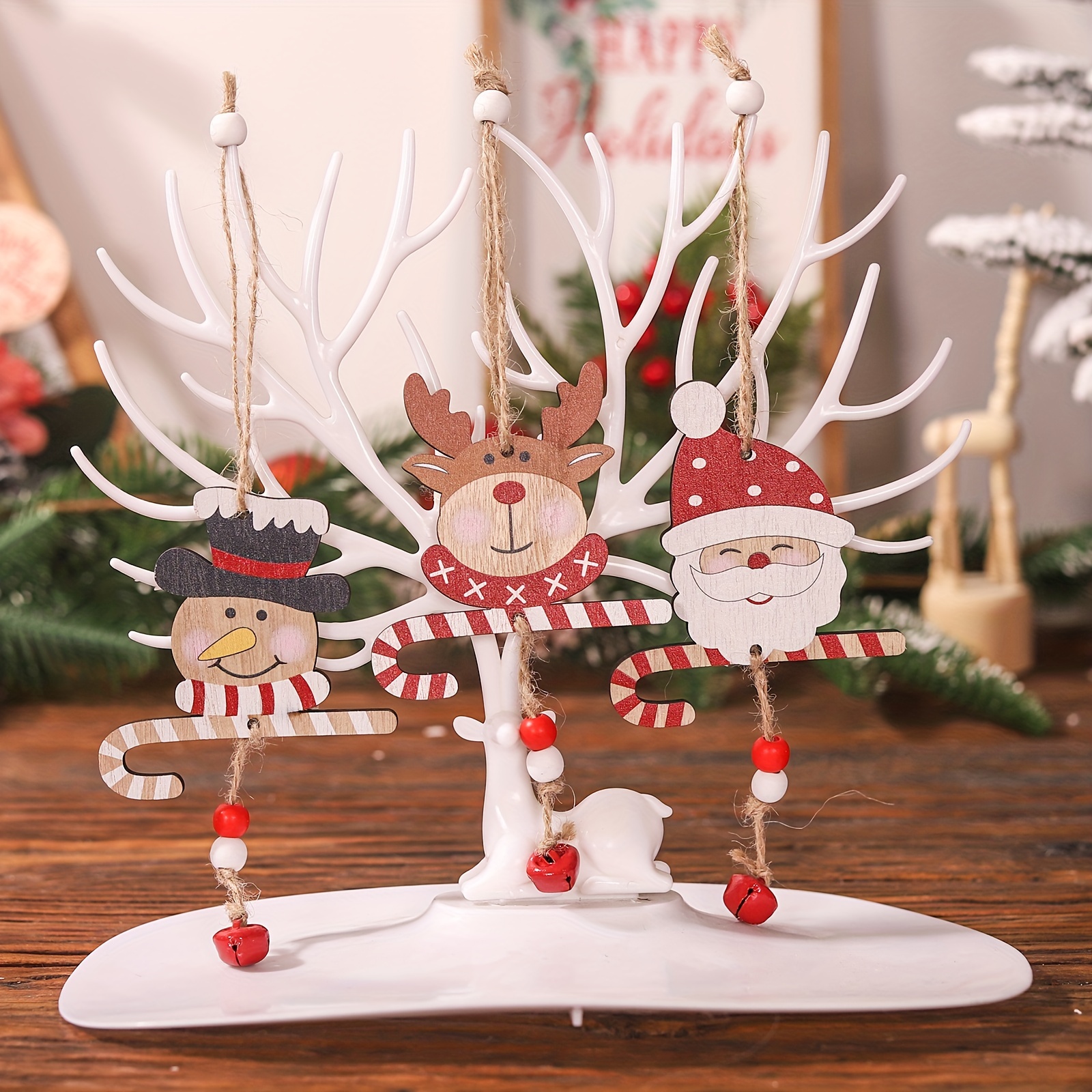 Christmas Decoration Supplies Wooden Tree Frame Old Man - Temu