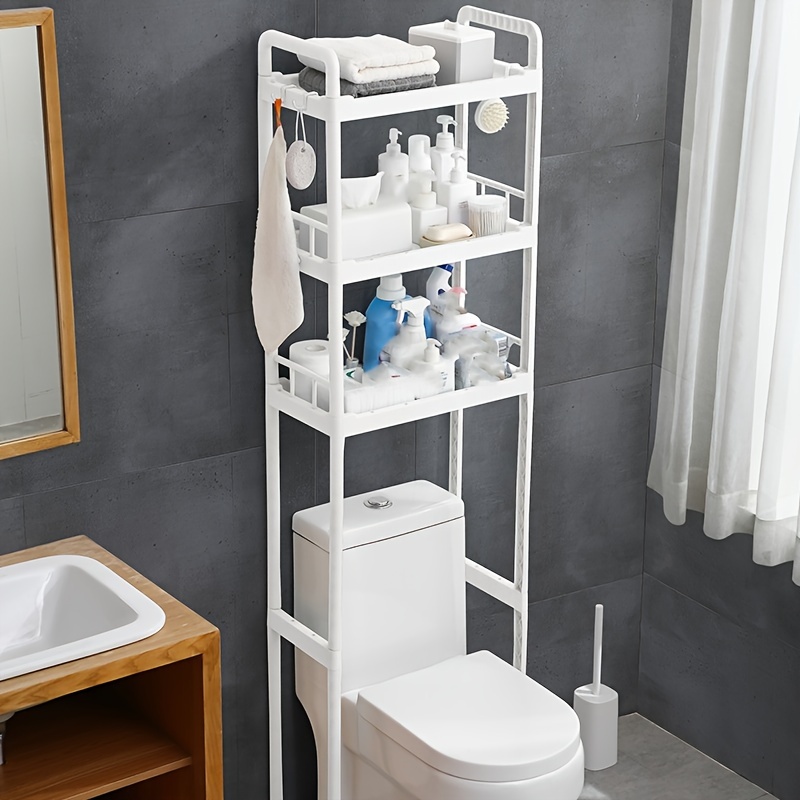 Almacenamiento sobre el inodoro, estante organizador de baño de 3 niveles,  estantes de baño independientes con marco de metal, estante multifuncional