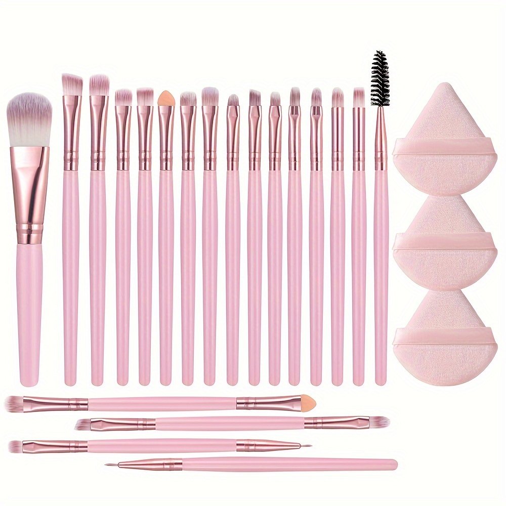 

20pcs Makeup Brushes Set, With 3 Fan-shaped Puff, Face Eye Makeup Brushes, Soft Skin-friendly, Portable Makeup Tools - Gift Set Mother's Day Gift