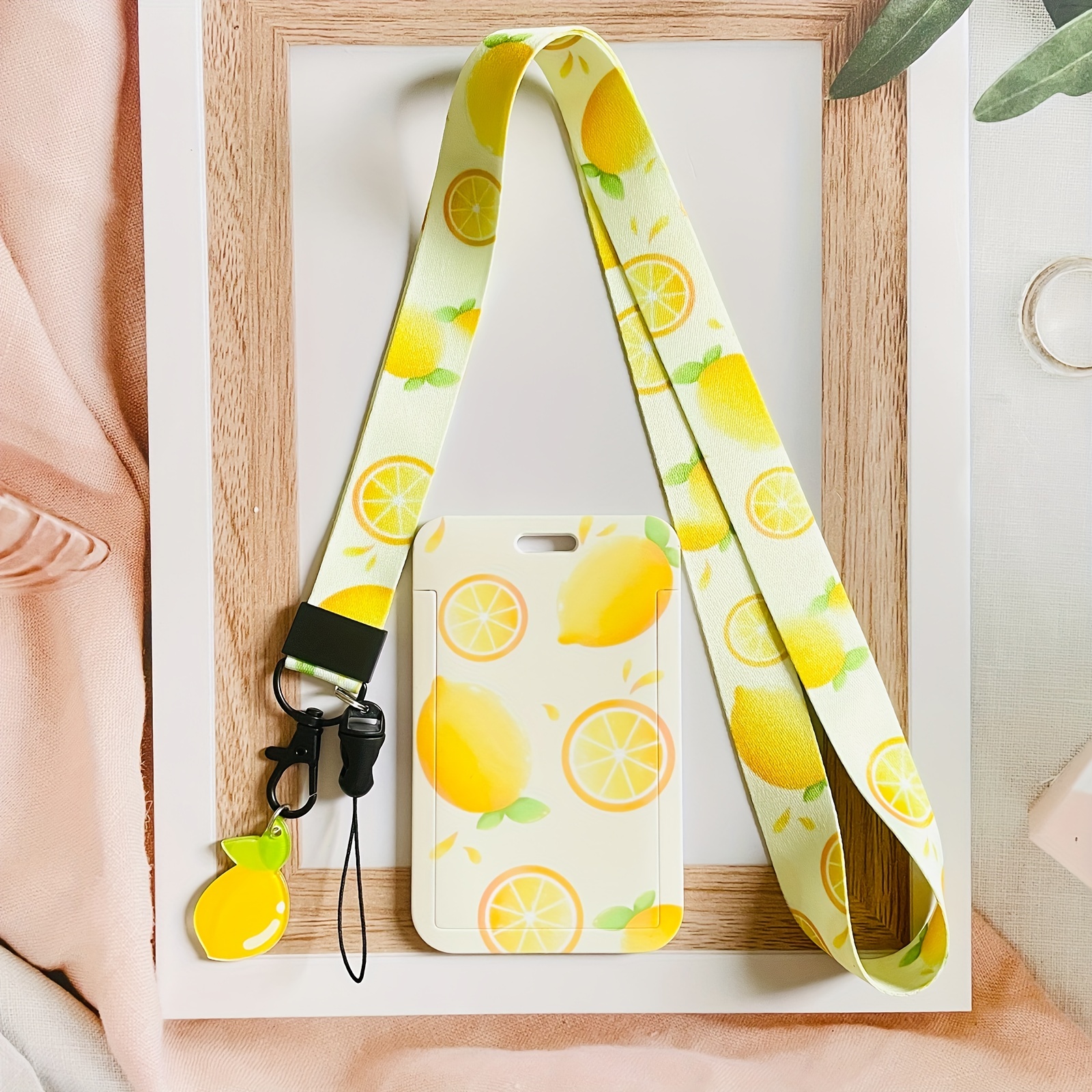 Cute Lemon Lanyard Id Badges Holder Yellow Lanyards Keys - Temu