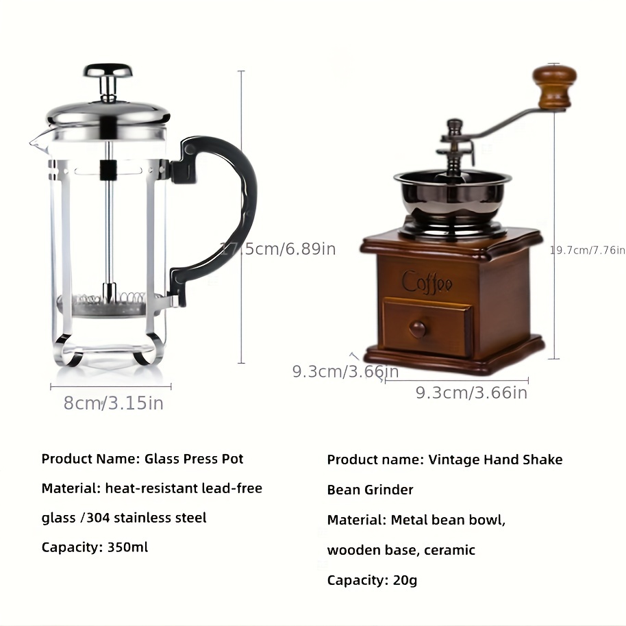 1set Bean Grinder Coffee Pot Set, Coffee Bean Press Pot Bean Grinder Gift  Box, Household Hand Brew Coffee Utensils, Italian Espresso Set, For RV Outdo