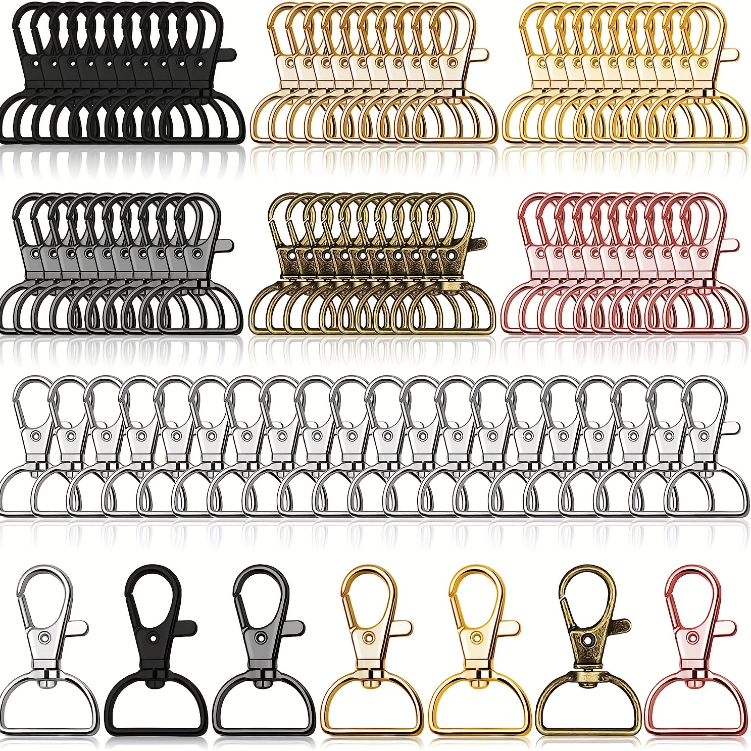 

80pcs Rotating D-shaped Lobster Clasp, Hanging Rope Buckle, Keychain, Colorful Dog Buckle For Diy Luggage Accessory, Pet Leather Rope Lock Buckle, Bag Accessories