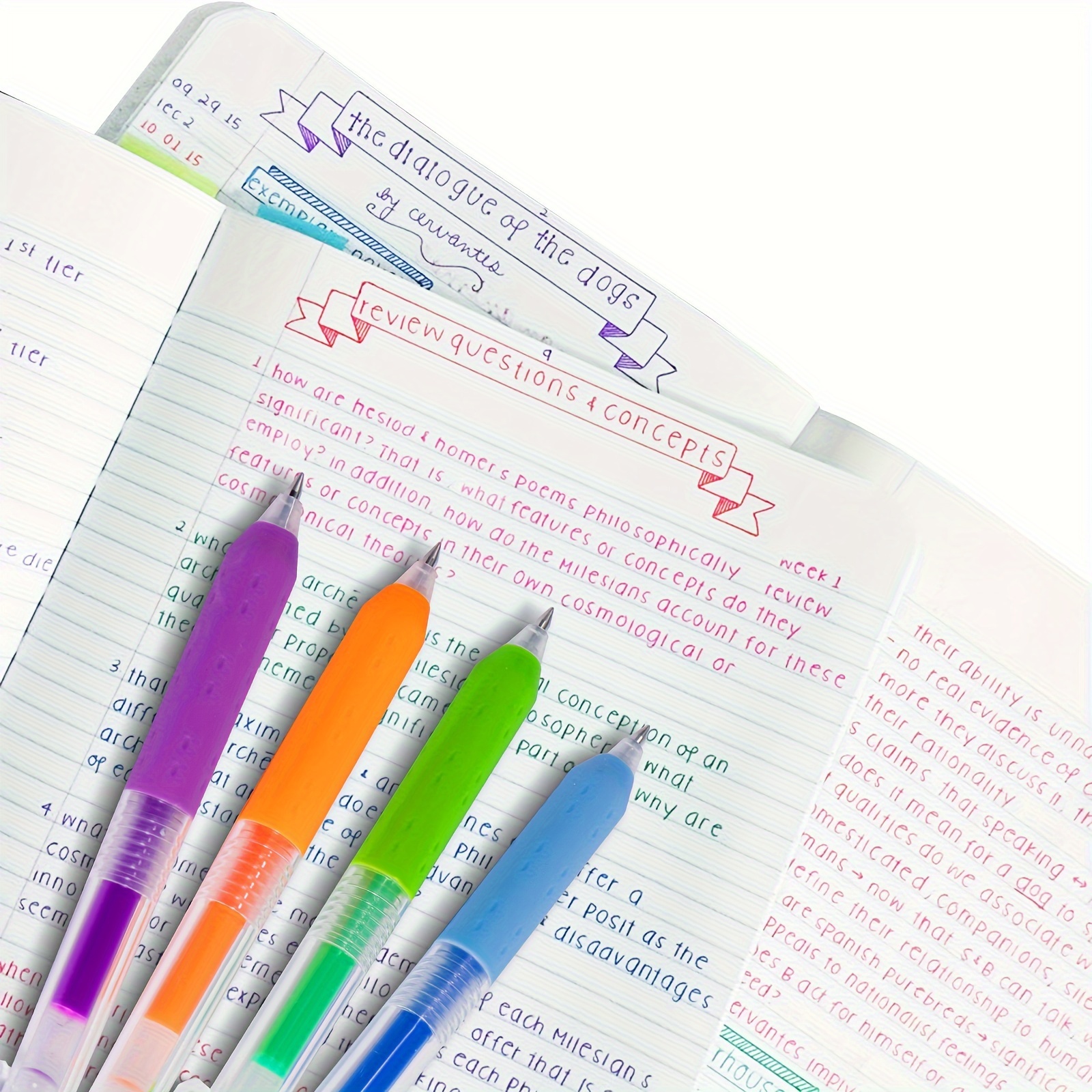 AIHAO 6 Packs Journaling Gel Pens, Cute Assorted Color Pens, Fine Point  0.5mm, Neon Color Pens For Coloring, Note-taking