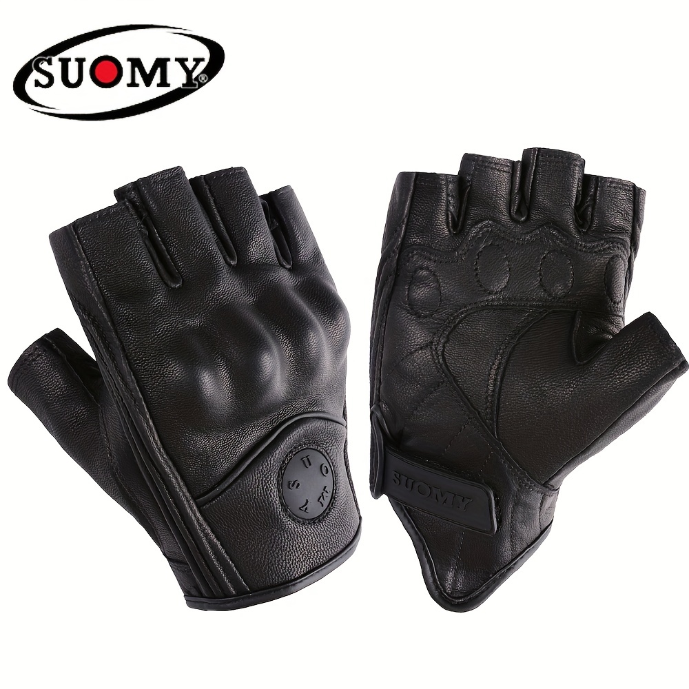  Guantes de cuero sin dedos para hombre y mujer, transpirables,  para motocross, scooter, motociclismo, ciclismo, carreras, color negro, M :  Ropa, Zapatos y Joyería