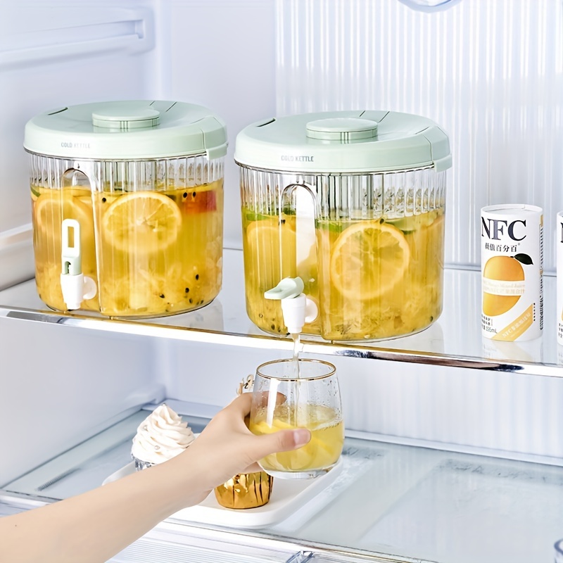 Juice Container with Faucet in Refrigerator, 1 Gallon Beverage Dispenser  Refrigerator Juice Bucket, Household Cold Kettle for Making Iced Teas and