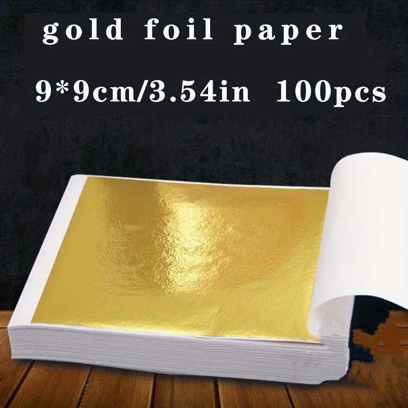 100pcs 9cm*9cm Gold Aluminum Foil Paper, Gift Packaging Craft Sheet,  Flashing Foil Paper, Gold-plated Diy Nail Art Decoration