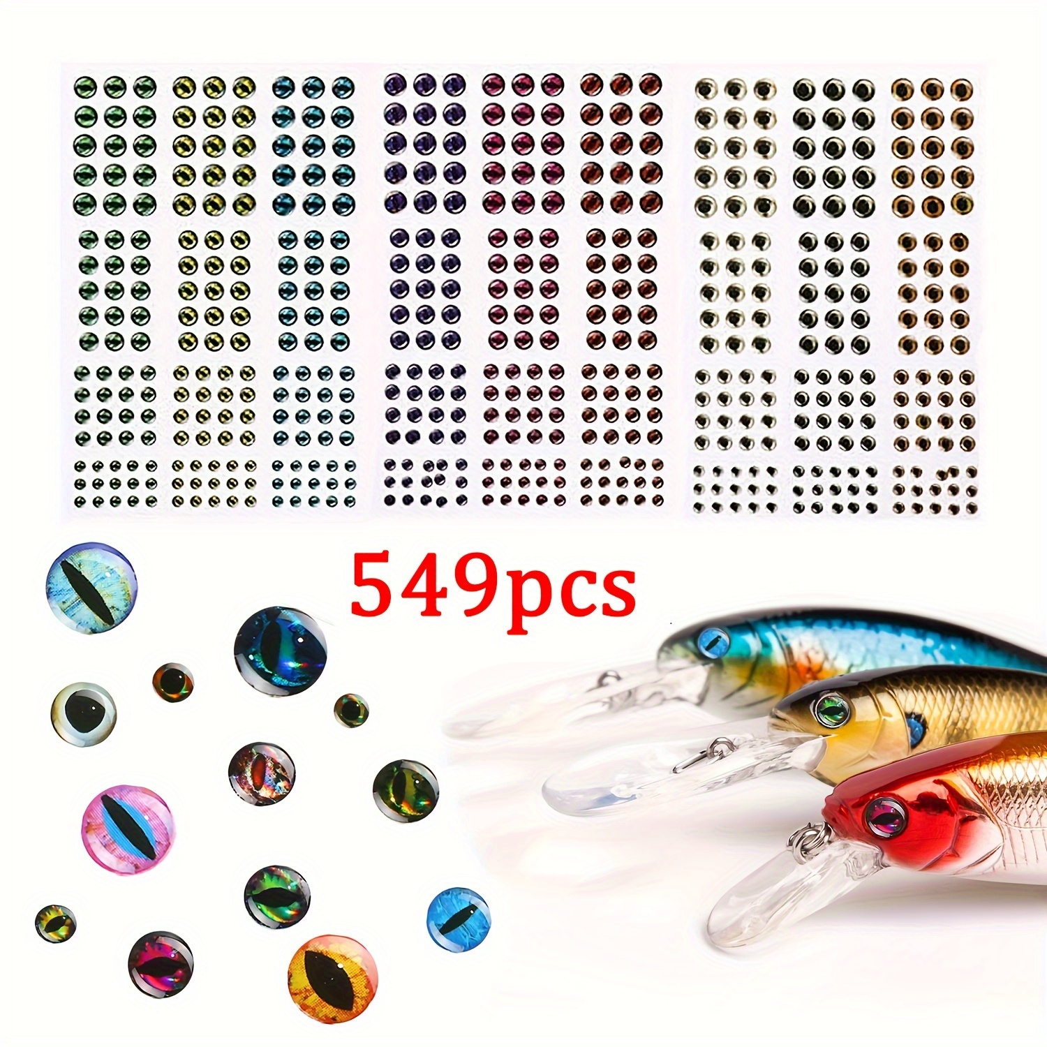 3D Fishing Lure Eyes Fly Fishing Eye Mix Color DIY Eye for Lure Fishing  Accessory