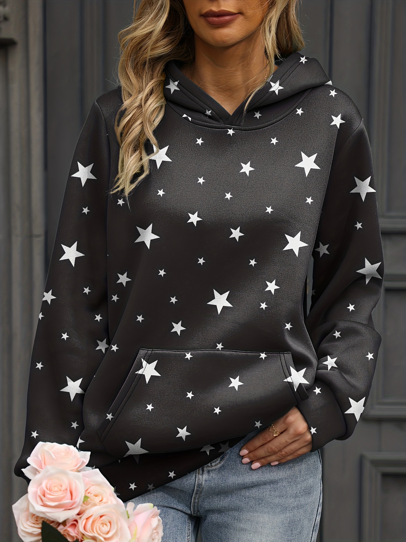 Star print sweatshirt sale