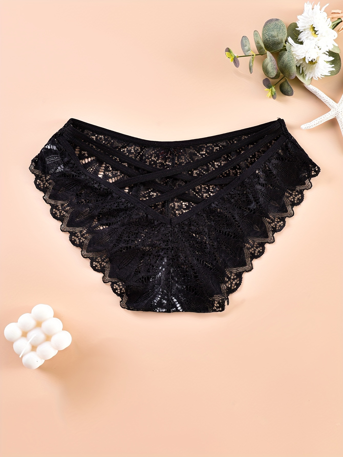 Sexy Lace Panties, Strappy Low Cut Boyshort Panties With Bow Tie