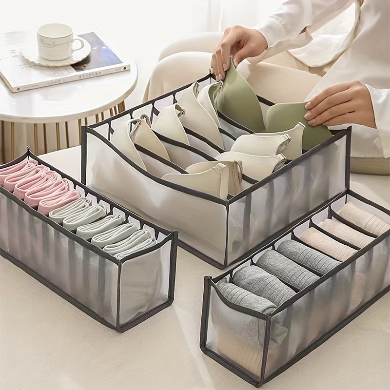 13/17 Grid Underwear Bra Storage Box Organizer With Lid Divider